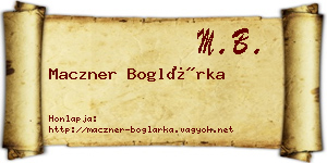 Maczner Boglárka névjegykártya